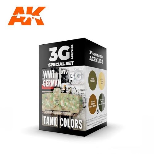 AK Interactive AK11686 AFV Series WWI German Tank Colors Acrylic Paint Set (3rd Gen) - Premium Model Paint for Historical Military Miniatures & Diorama Building