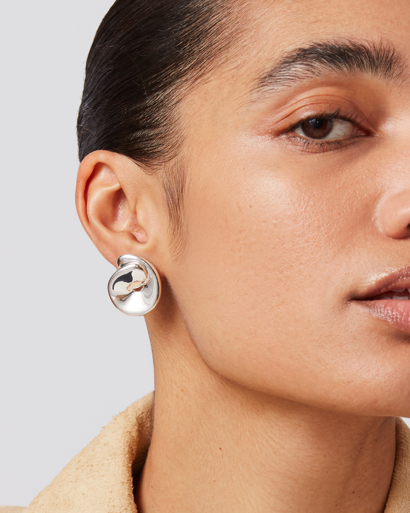 Rio Button Earrings for Women - Minimalist Gold Hoop Earrings - Elegant & Simple Stud Earrings for Everyday Wear, Office, or Special Occasions