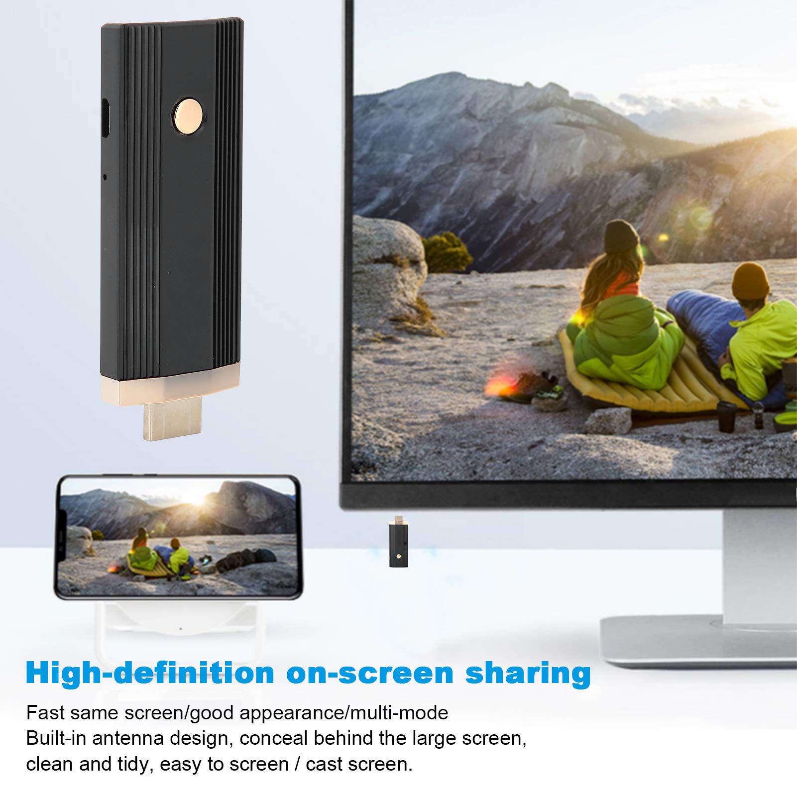 Yunir Wireless Display Adapter - HD Smartphone to TV HDMI WiFi Dongle - Mirror Phone/Tablet/Laptop Screen to TV - Supports Miracast & DLNA - Perfect for Home Entertainment, Office Presentations & Gaming