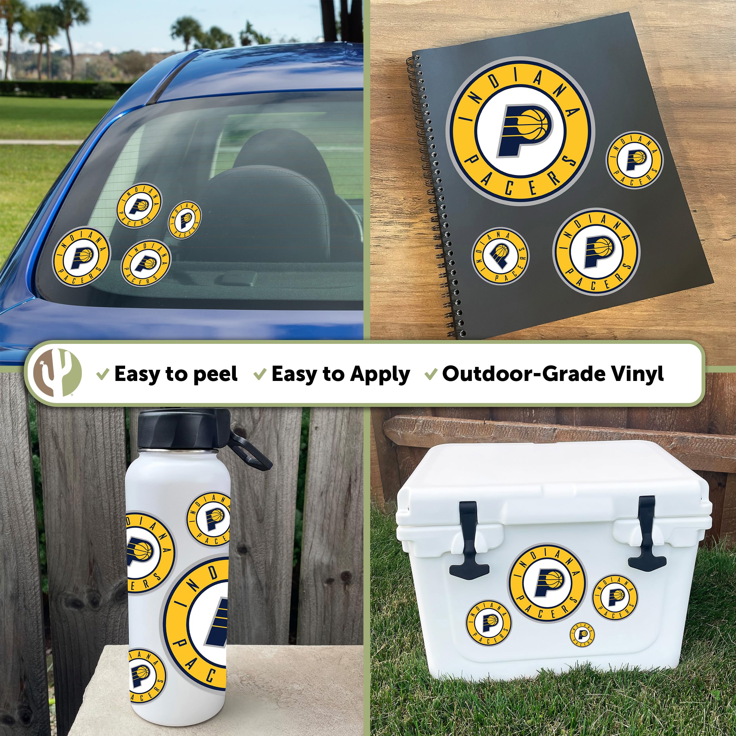 Indiana Pacers NBA Officially Licensed Vinyl Decal Sticker Set - Perfect for Laptops, Water Bottles, Cars & Scrapbooks (3 Styles) - Show Your Team Spirit at Home, Office & Games