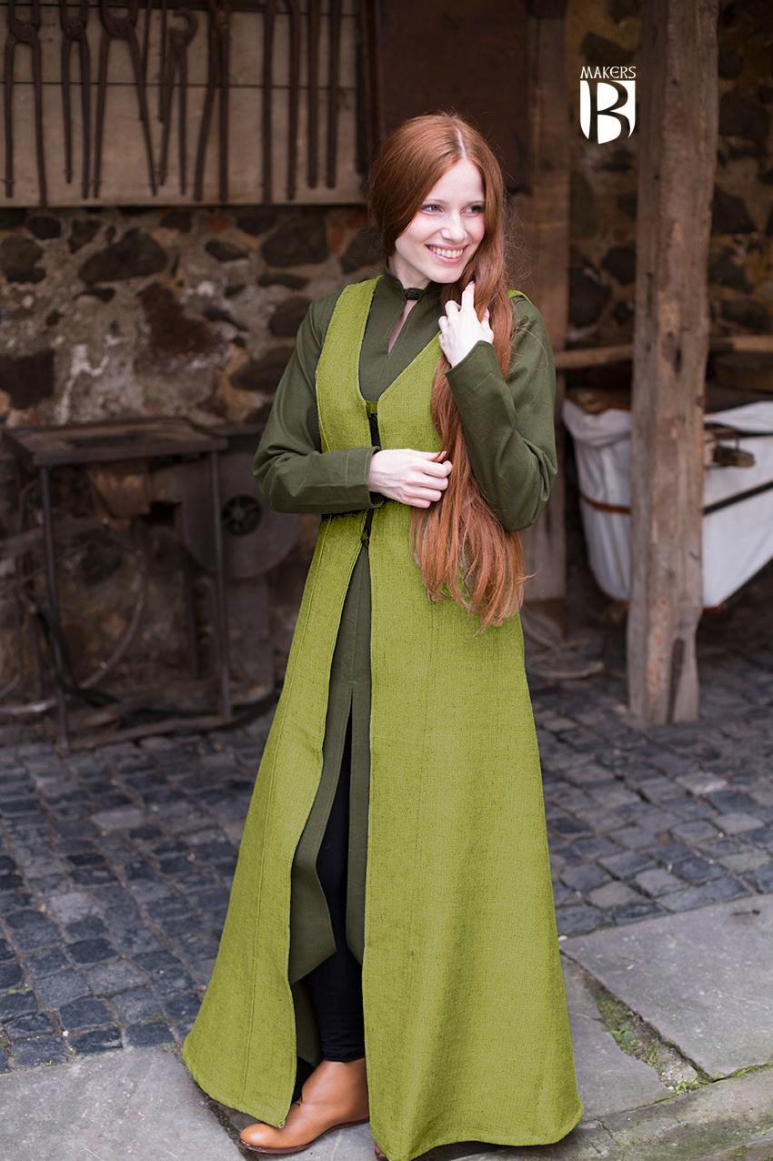 Maiva Women's Sleeveless Trench Coat in Linden Green - Lightweight Open Front Vest for Spring & Fall Layering