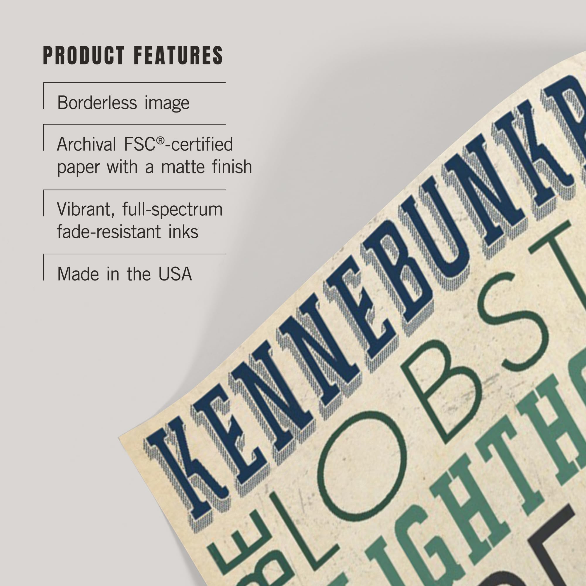 Lantern Press 16x24 Inch Giclee Art Print - Kennebunkport Maine Coastal Wall Decor with Typography | Perfect for Living Room, Bedroom & Office Wall Art