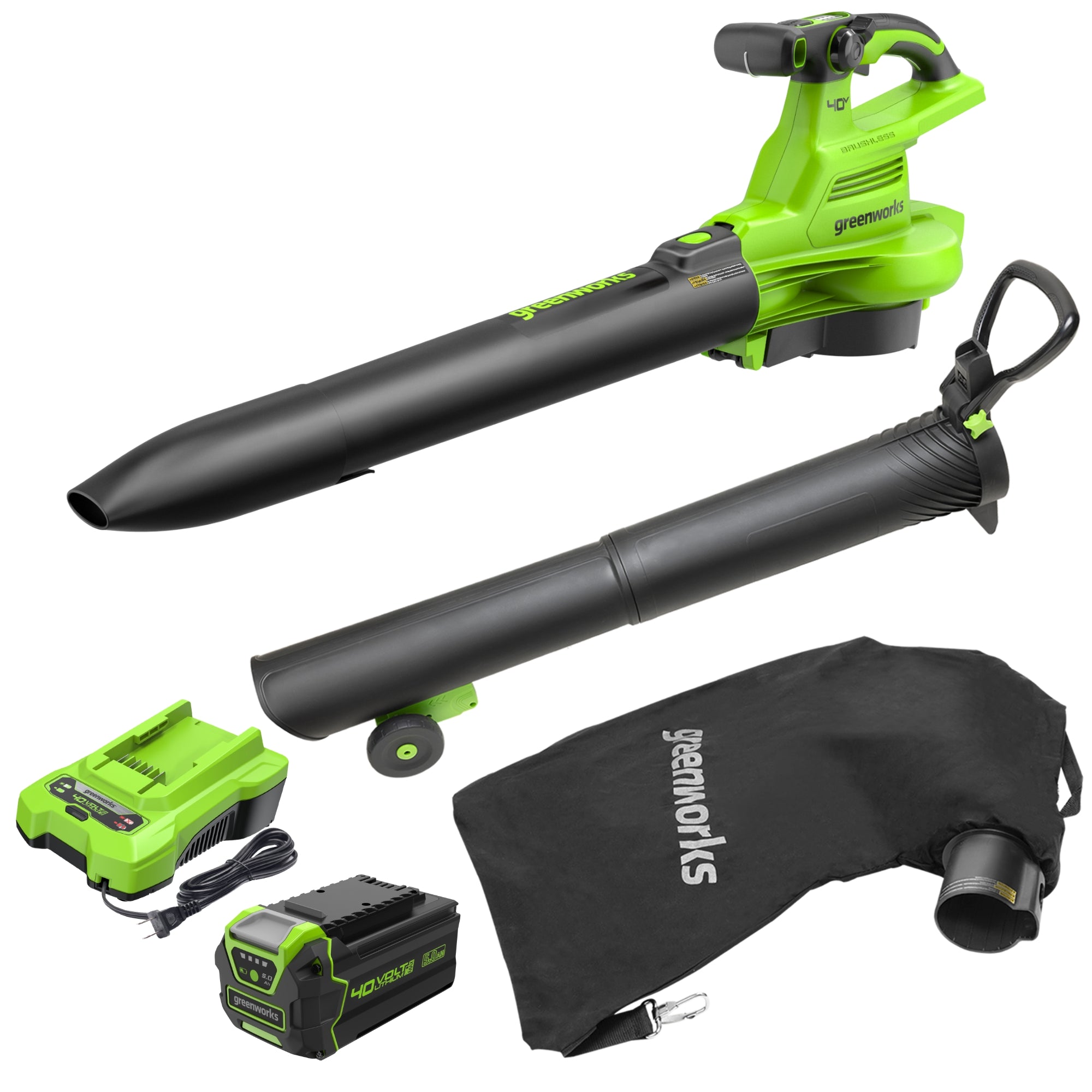 40V 505 CFM Cordless Leaf Blower and Vacuum with 5.0Ah Battery & Fast Charger - Powerful Yard Cleanup for Leaves, Grass Clippings & Debris - Perfect for Home Lawn, Garden, and Driveway Maintenance