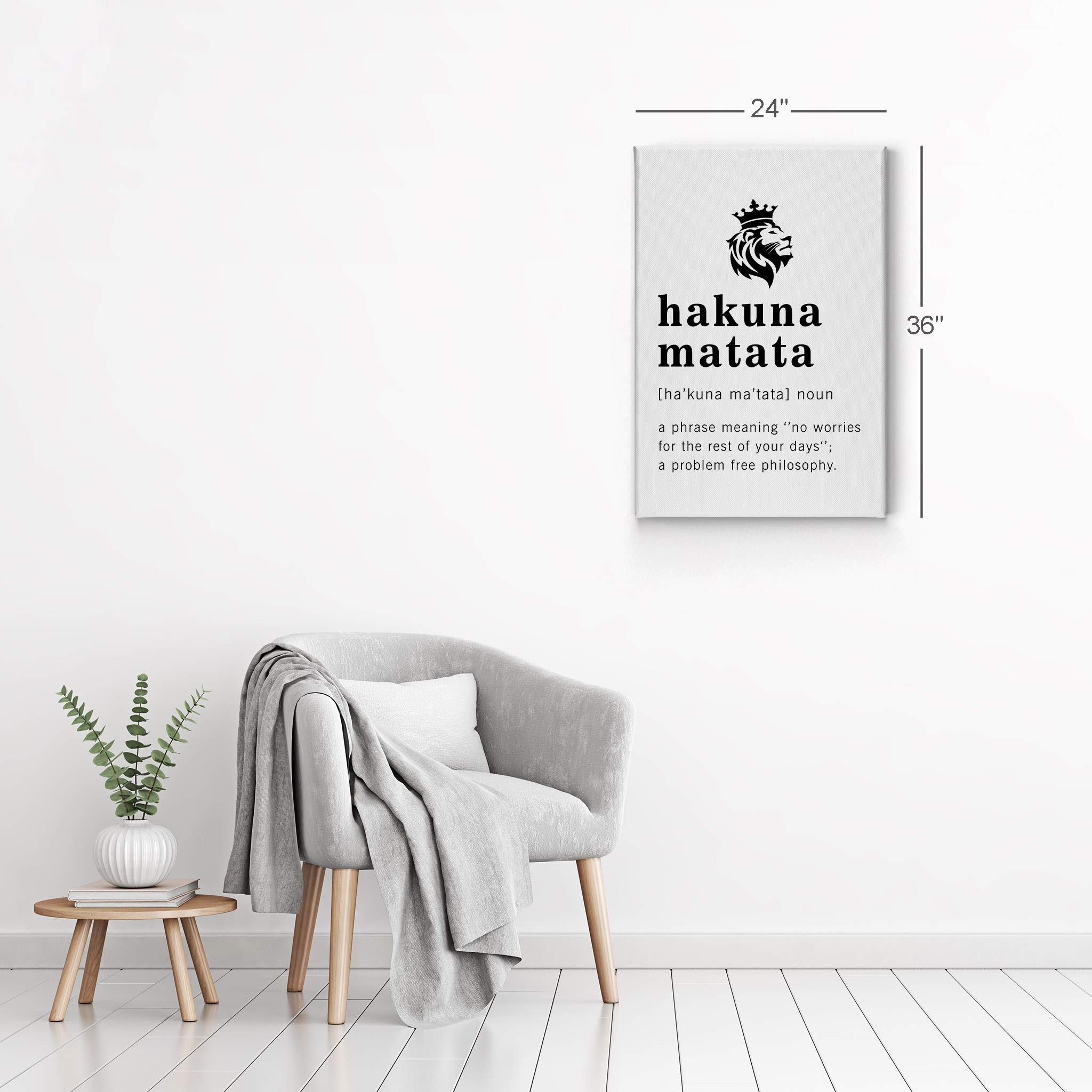 Funny Hakuna Matata Definition Canvas Print - Inspirational Quote Wall Art for Office, Living Room & Bedroom - Ready to Hang Home Decor (36x24 inches) - Made in USA | Perfect for Disney Fans, Stress Relief & Positive Vibes