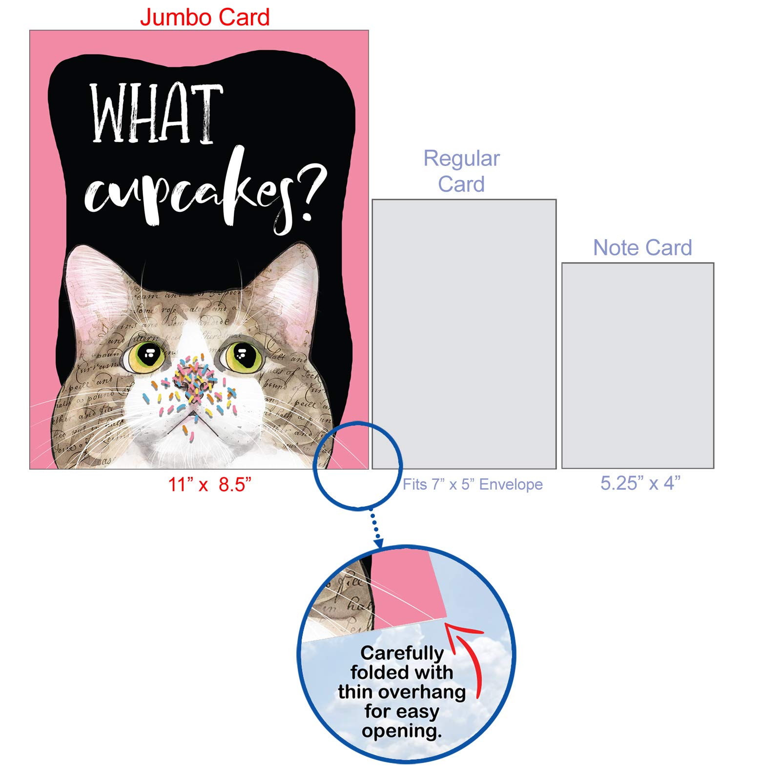 Funny Jumbo Birthday Card - 8.5 x 11 Inch Large Greeting Card with Cute Animal Humor | Cat Antics Design | Perfect for Birthday Wishes, Parties & Special Occasions