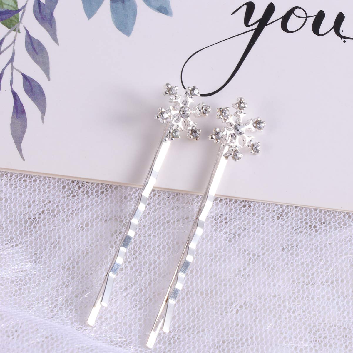 Beaupretty 6-Piece Rhinestone Snowflake Hair Clips - Silver Winter Wedding Hairpins & Bobby Pins for Women & Girls | Christmas Party, Bridal, and Holiday Hair Accessories