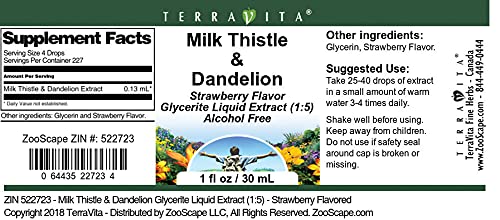 Organic Milk Thistle & Dandelion Root Liquid Extract (1:5) - Strawberry Flavored Herbal Supplement - 1 oz Bottle - Liver Support & Detox - Vegan, Non-GMO, Alcohol-Free - Perfect for Daily Wellness & Detox Routines