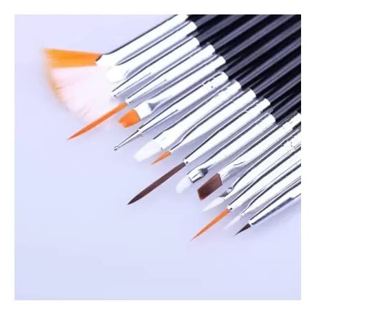 Alkaf 15-Piece Professional Nail Art Brush Set for Painting, Designing, Drawing & Polish - Perfect for DIY Nail Art, Decoration & Treatment at Home or Salon Use
