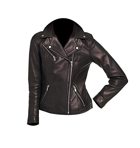 UZ Global Black Motorcycle Leather Jacket for Women - Stylish Biker Jacket with Premium Leather - Perfect for Riding, Casual Outfits & Night Out