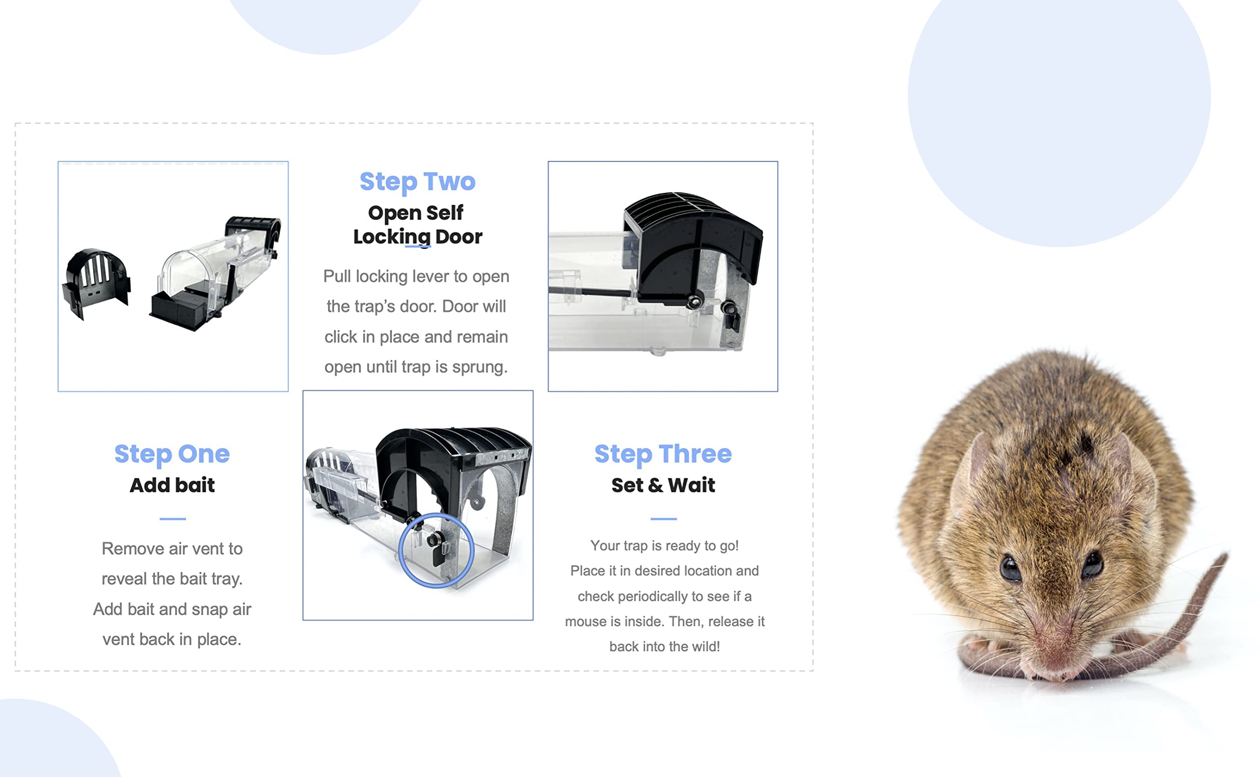 Humane Mouse Trap - Catch & Release Live Mouse & Rat Trap for Home & Country - Safe & Effective Rodent Control (Large & Small Sizes) - Perfect for Indoor & Outdoor Use in Homes, Garages, and Sheds