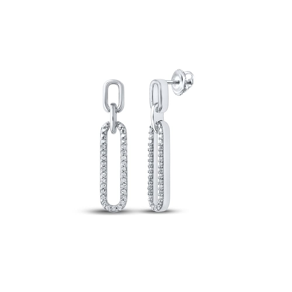 10K White Gold Women's Round Diamond Dangle Earrings 1/5 CTTW - Elegant Drop Earrings for Wedding, Party & Special Occasions