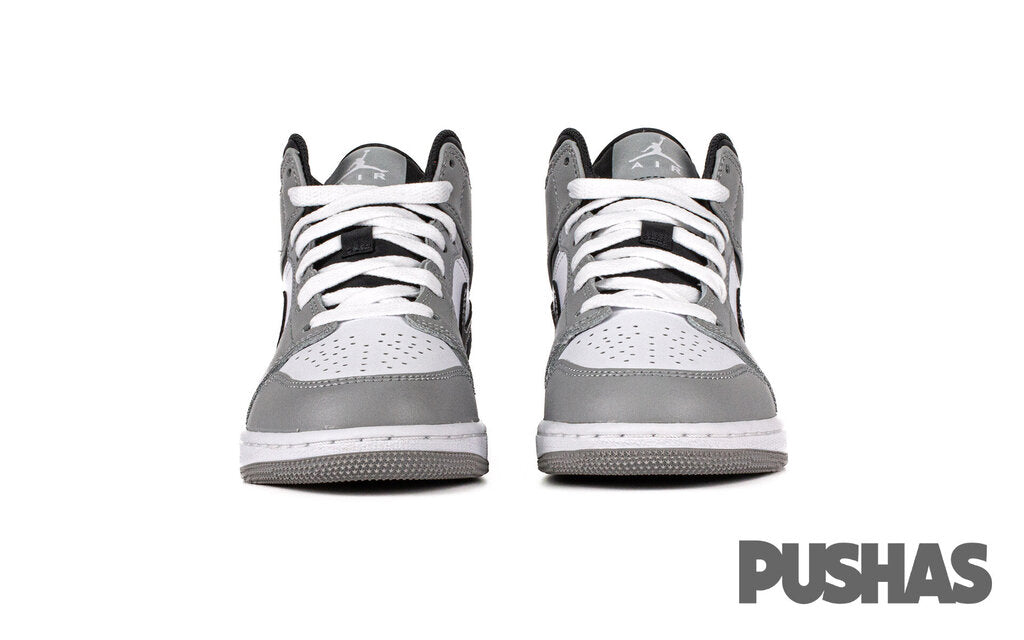 Air Jordan 1 Mid 'Light Smoke Grey Anthracite' GS Sneakers for Girls (2022) - Basketball Shoes, Casual Streetwear & Fashion Outfit for Teens