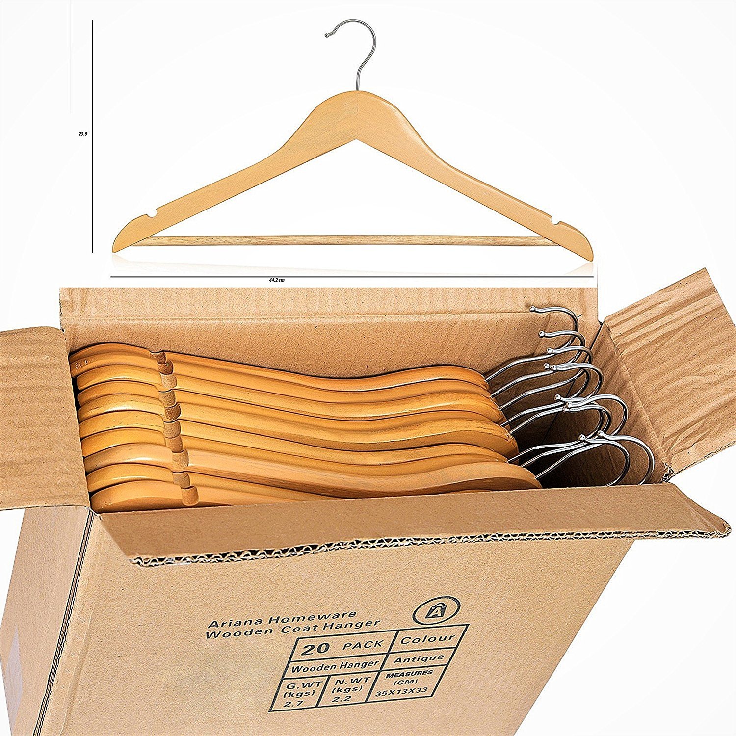 Premium 10-Pack Solid Wood Clothes Hangers - Natural Finish Multi-Functional Garment Hangers for Suits, Pants & Coats | Durable Wardrobe Organizer for Closet, Laundry Room & Travel