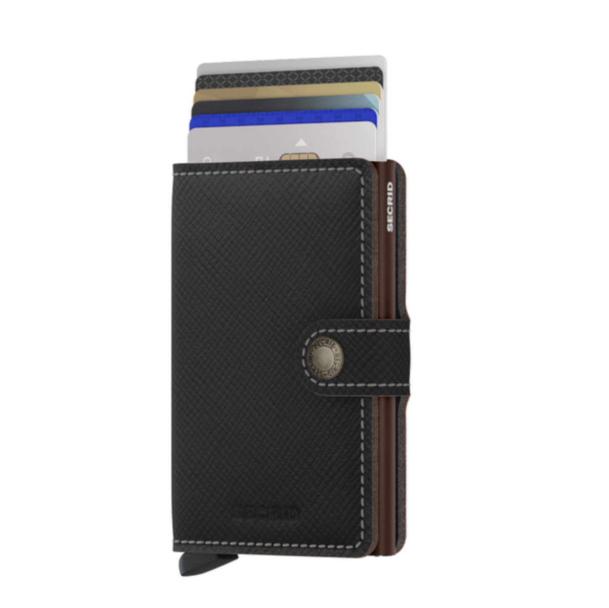 Secrid Saffiano Mini Wallet - RFID Blocking Leather Card Holder for Men & Women | Slim Compact Design for Everyday Carry, Travel & Business Use