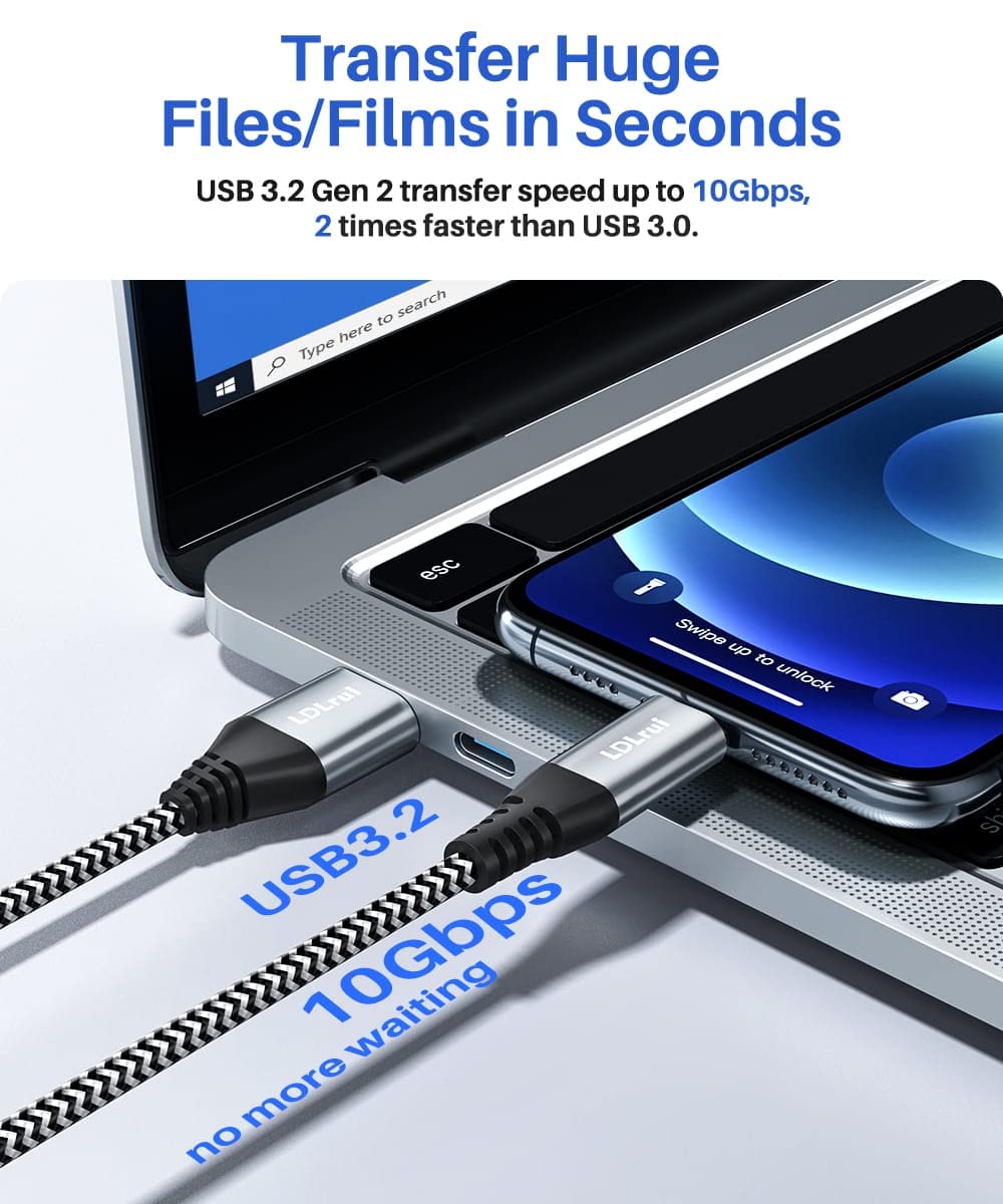 High-Speed USB C to USB A Cable 10Gbps [6FT 2-Pack] - USB 3.2 Gen 2 Fast Charging & Data Sync Cable for iPhone 16/15 Pro, Samsung Galaxy S24/S23/S22/S21, PS5 - Perfect for CarPlay, Android Auto & Gaming Accessories