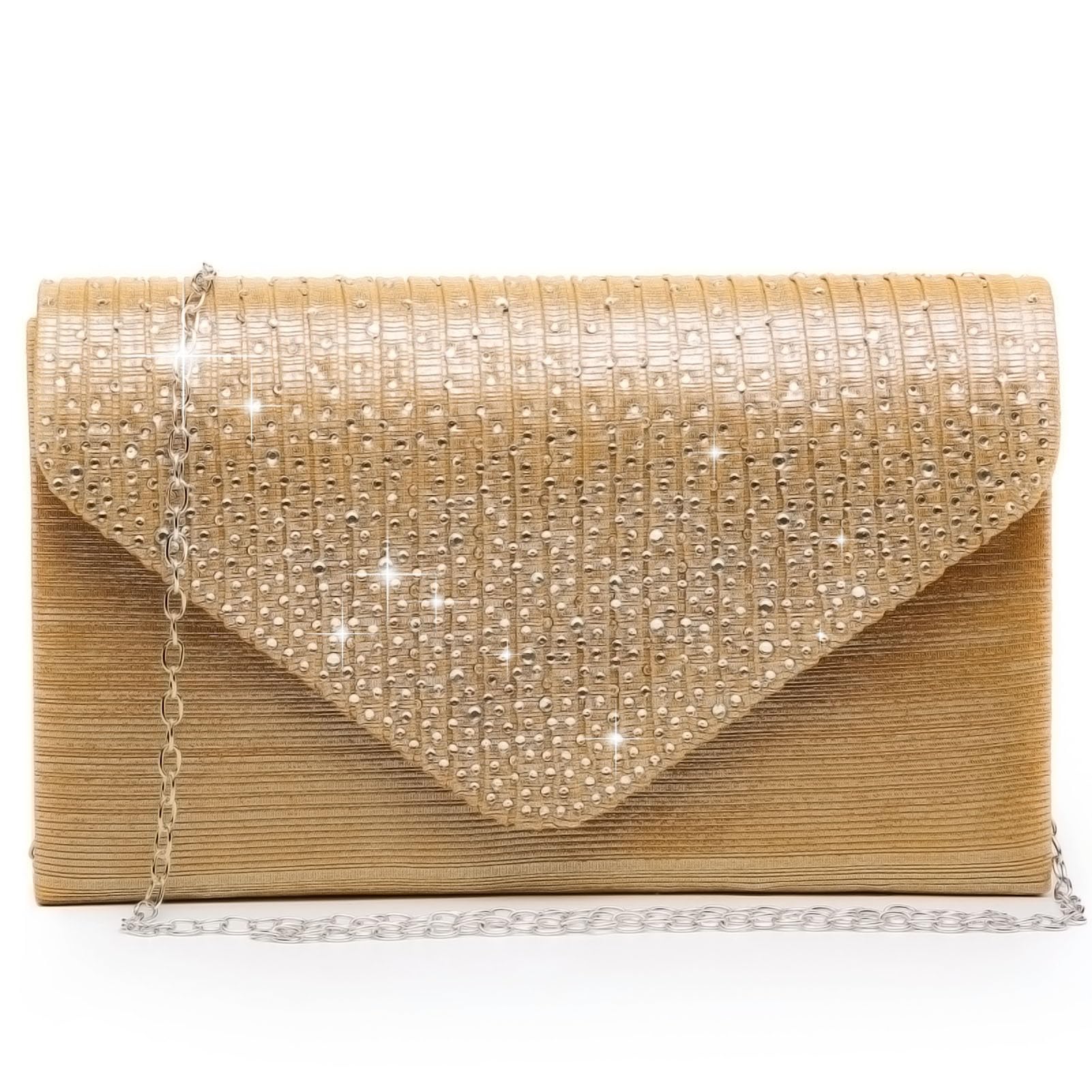 Dasein Women's Elegant Satin Evening Clutch Bag with Rhinestone Accents - Perfect for Weddings, Prom, Cocktail Parties & Formal Events | Luxury Handbag for Special Occasions
