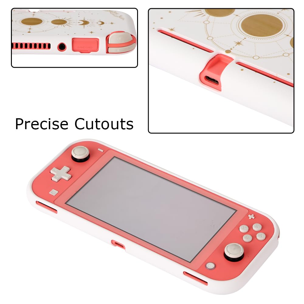 Premium White Moon Phase TPU Protective Case for Nintendo Switch Lite - Soft, Durable, Anti-Slip & Shockproof Cover - Cute Aesthetic Design for Girls & Boys - Perfect for Gaming, Travel & Everyday Protection