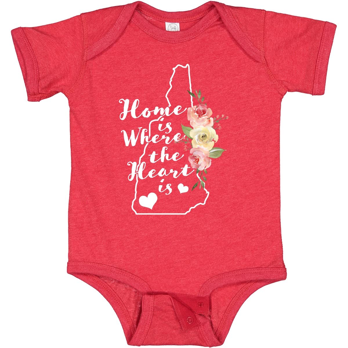 Inktastic New Hampshire Home is Where The Heart is Watercolor Baby Bodysuit - Soft Cotton Infant Onesie for Newborns & Toddlers - Perfect for Family Photos, Holidays & Everyday Wear