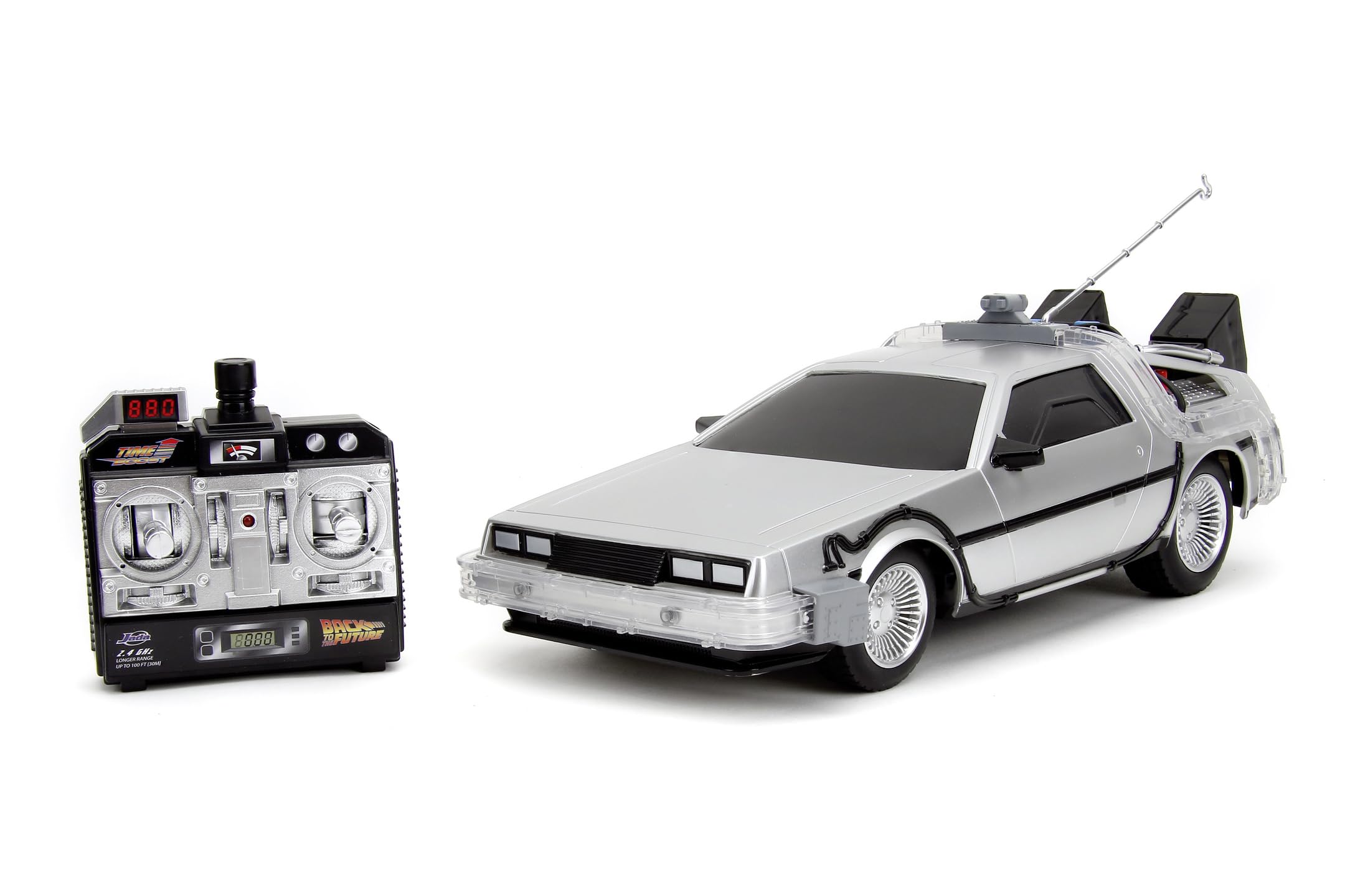JADA Radio Controlled DeLorean Car - Remote Control Vehicle with Turbo Function, LED Lights, Up to 10 km/h Speed, USB Rechargeable - Perfect Gift for Kids Ages 6+ | Outdoor Play, Birthday Parties, STEM Learning Toy