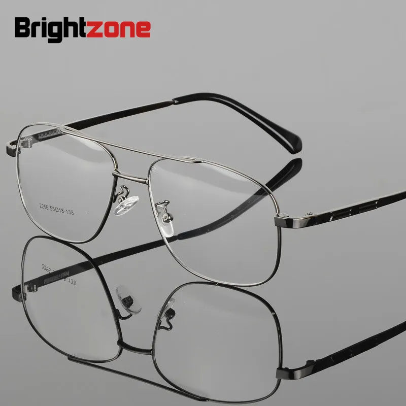 Brightzone Men's Full Rim Square Double Bridge Alloy Eyeglasses 71483 - Stylish & Durable Metal Frame Glasses for Men, Perfect for Work, Reading & Everyday Use