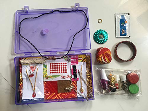 Arvachin MATA Rani Plastic Pooja Shringar Kit - 24 Piece Hindu Worship Set for Puja Rituals & Wedding Ceremonies (Suhag Box)