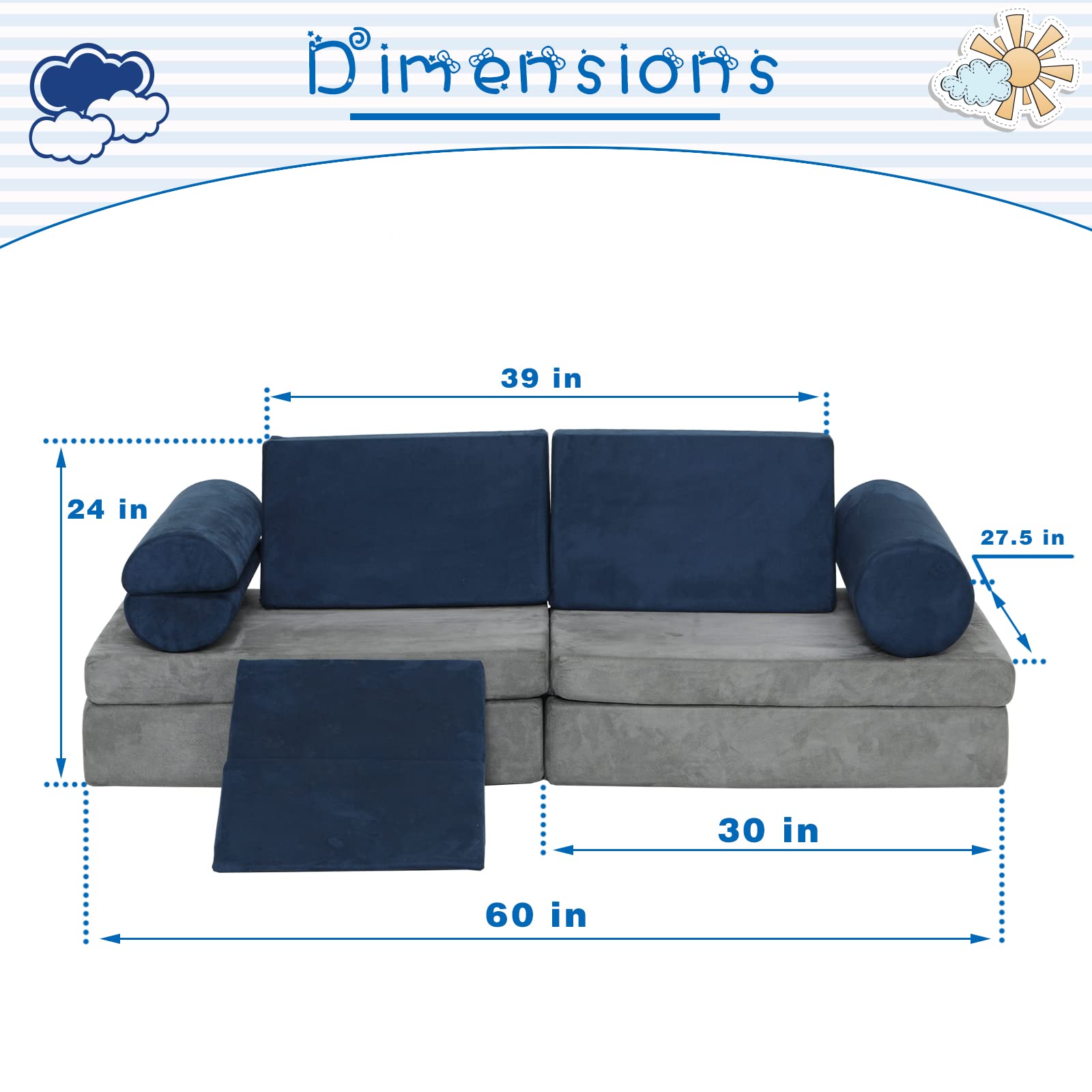 **Kids Play Couch - Soft Foam Sofa for Toddlers to Teens | Indoor & Outdoor Imaginative Play Furniture | Perfect for Bedroom, Playroom & Backyard Fun**