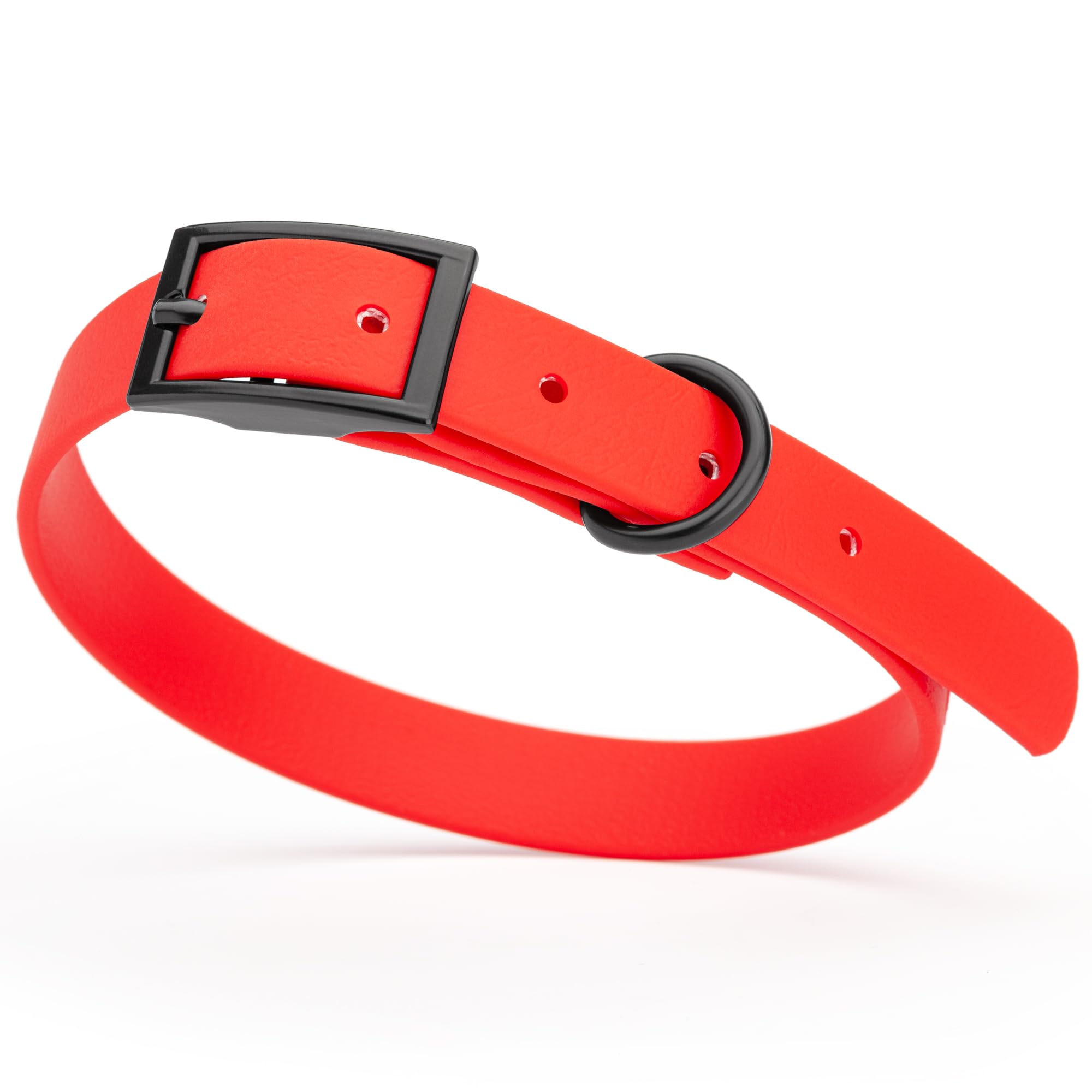 **Waterproof Biothane Dog Collar - Durable Coated Nylon Webbing with Black Hardware | Odor-Proof, Easy to Clean | Fits Small, Medium & Large Dogs | Cherry Red | Perfect for Outdoor Adventures, Swimming & Daily Walks**