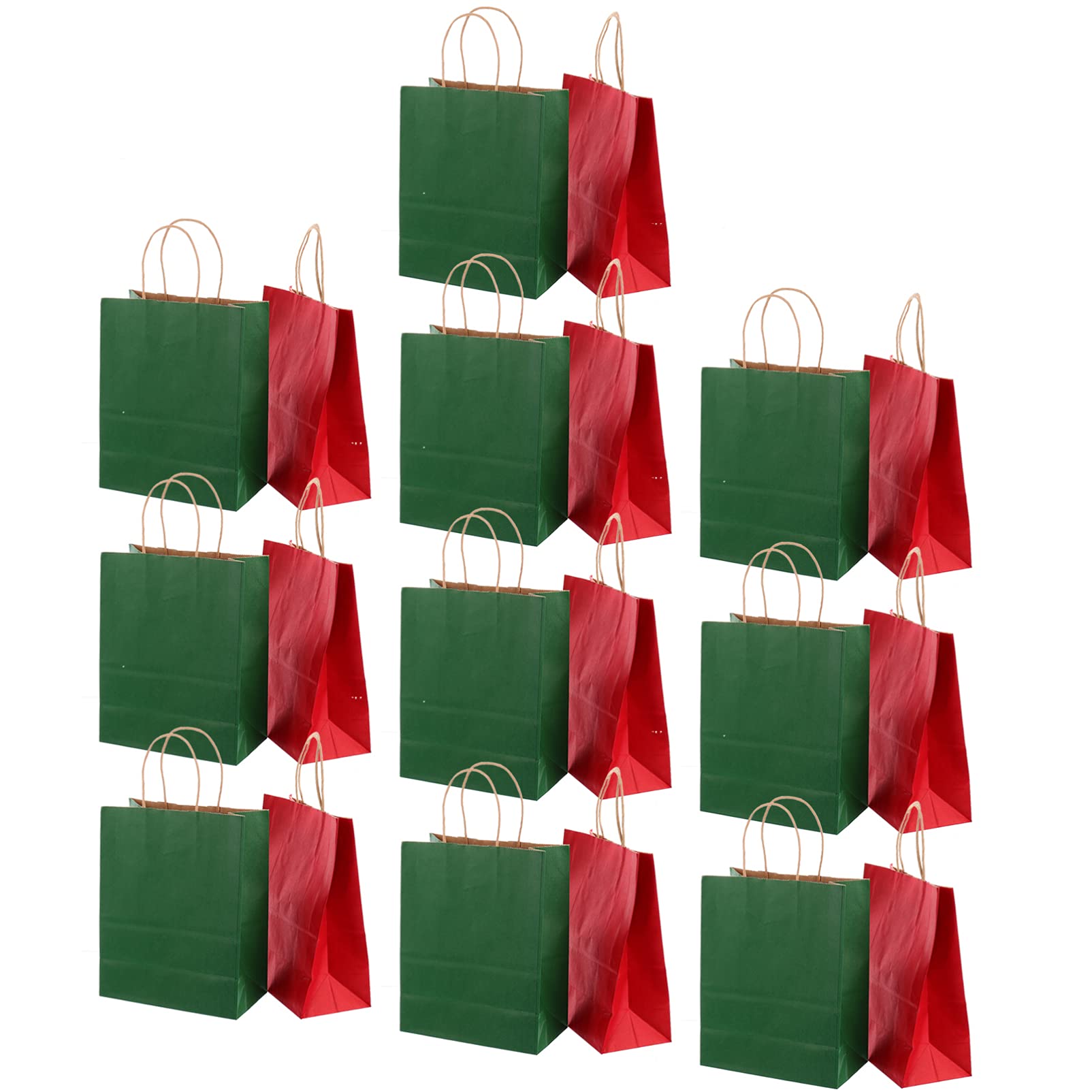 ARTIBETTER 24pcs Kraft Christmas Gift Bags with Handles - Red & Green Medium Paper Bags for Holiday Presents, Party Favors, Craft Supplies & Goodie Bags | Perfect for Christmas Wrapping, Office Gifts & DIY Projects