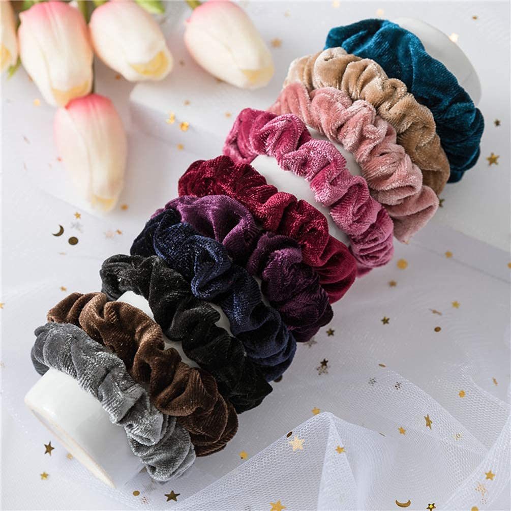 Belicia 10 Pcs Velvet Scrunchies Hair Ties - Soft Elastic Flannelette Hair Bands for Women, No-Slip Scrunchy Hair Ropes - Perfect for Workouts, Yoga, Office & Everyday Styling