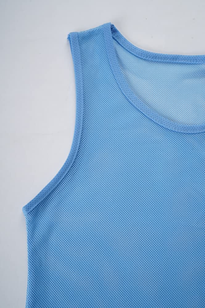 12 Pack Scrimmage Vests - Reversible Team Training Jerseys & Soccer Pinnies with Carry Bag for Sports Practice, Gym Class, and Youth Soccer Drills