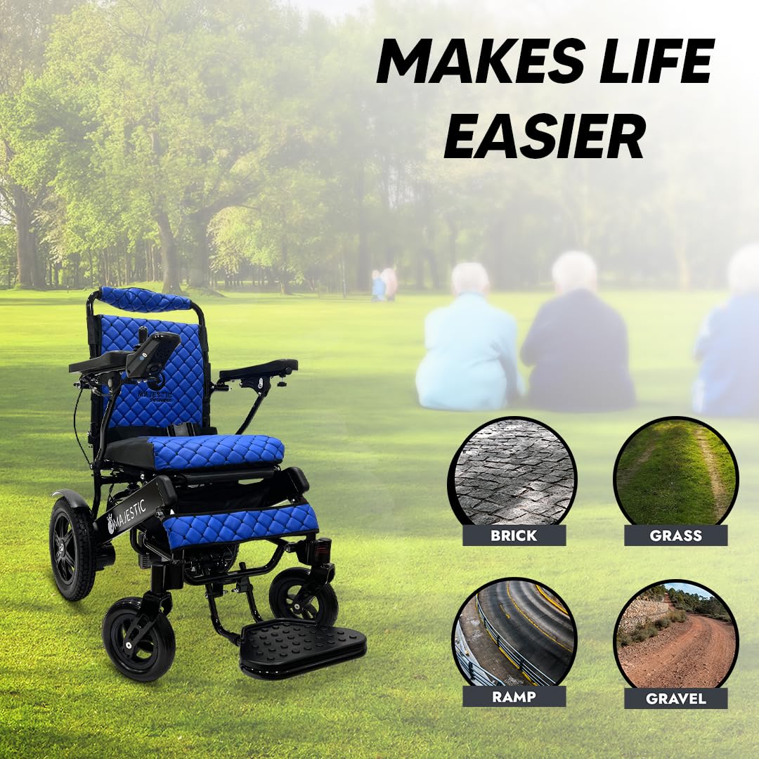 Foldable Lightweight Electric Wheelchair for Adults & Seniors - IQ-9000 by Majestic | 19 Miles Long Travel Range | Power Motorized Wheelchair for Indoor & Outdoor Use | Home, Park & Travel Mobility Aid