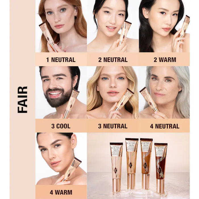 Charlotte Tilbury Beautiful Skin Foundation with Hyaluronic Acid - Hydrating & Smoothing Makeup Base for Flawless Coverage - Perfect for Daily Wear & Special Occasions