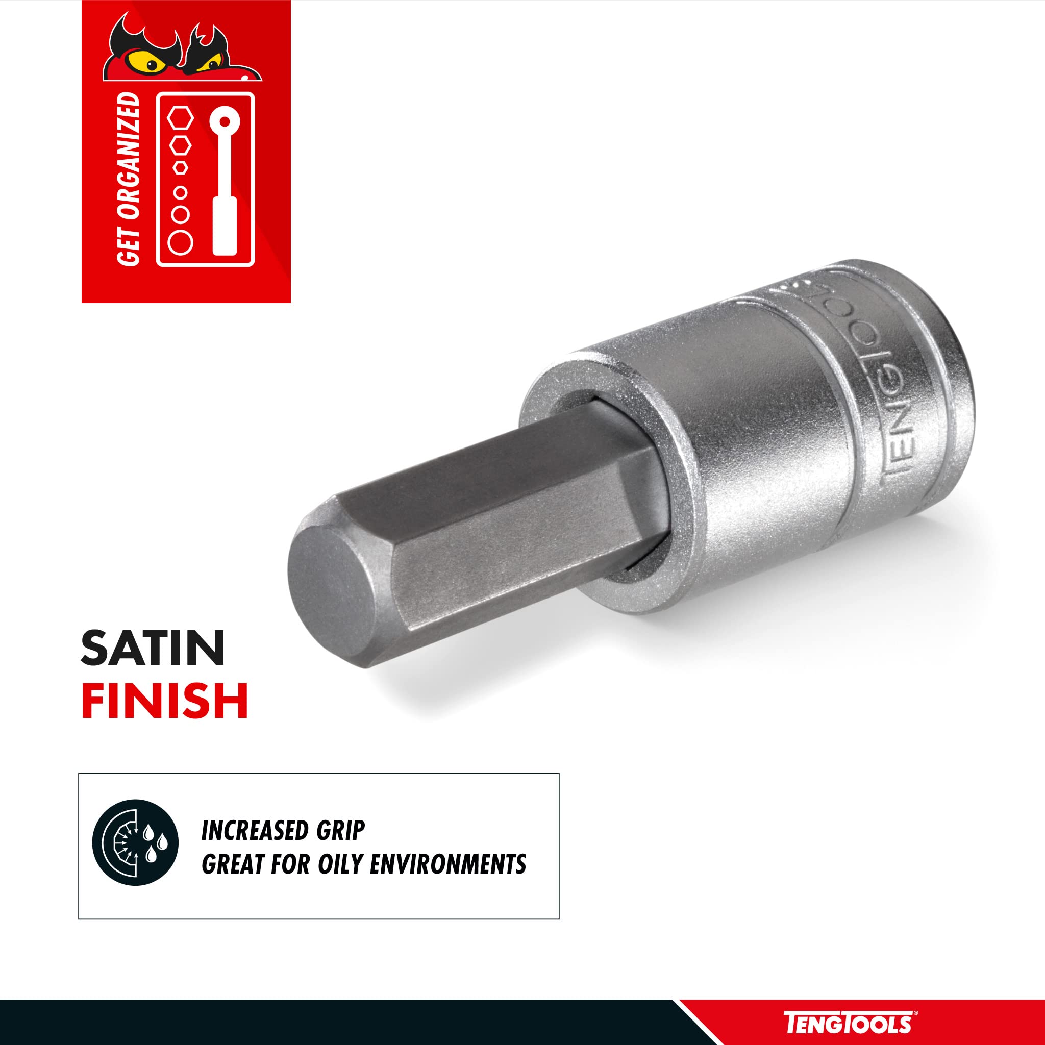 Teng Tools 1/2 Inch SAE 1/2 Inch Drive Hex Chrome Vanadium Socket Set - Professional Mechanic Hand Tools for Automotive Repair & DIY Projects - M121116-C
