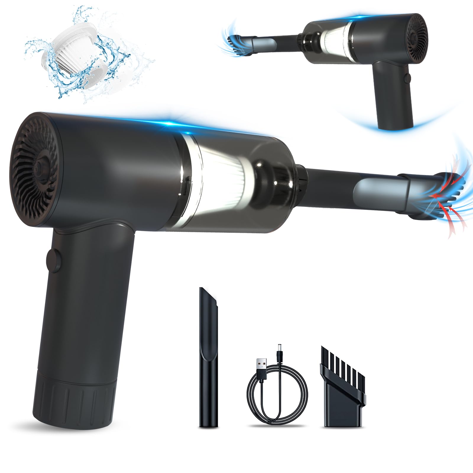 Portable Cordless Car Vacuum Cleaner - Rechargeable Handheld Vacuum for Cars & Home