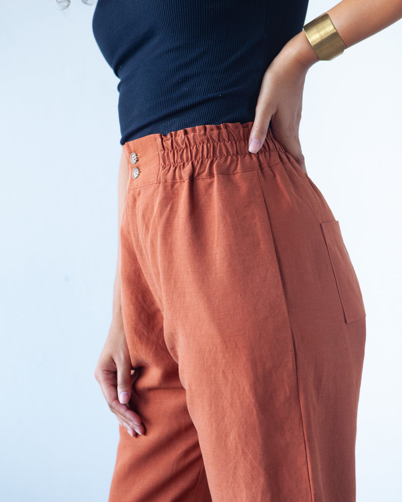 True Bias Dani Short & Pants - Women's High Waisted Linen Shorts & Pants Set for Summer - Perfect for Beach, Vacation and Casual Wear