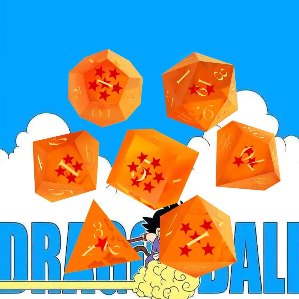 Dragon Stars DND Dice Set - 7Pcs Sharp Edge Resin Polyhedral Dice for Dungeons & Dragons, D&D RPG Gaming (D20, D12, D10, D8, D6, D4) - Orange | Perfect for Tabletop Role-Playing Games, D&D Campaigns & Collectors