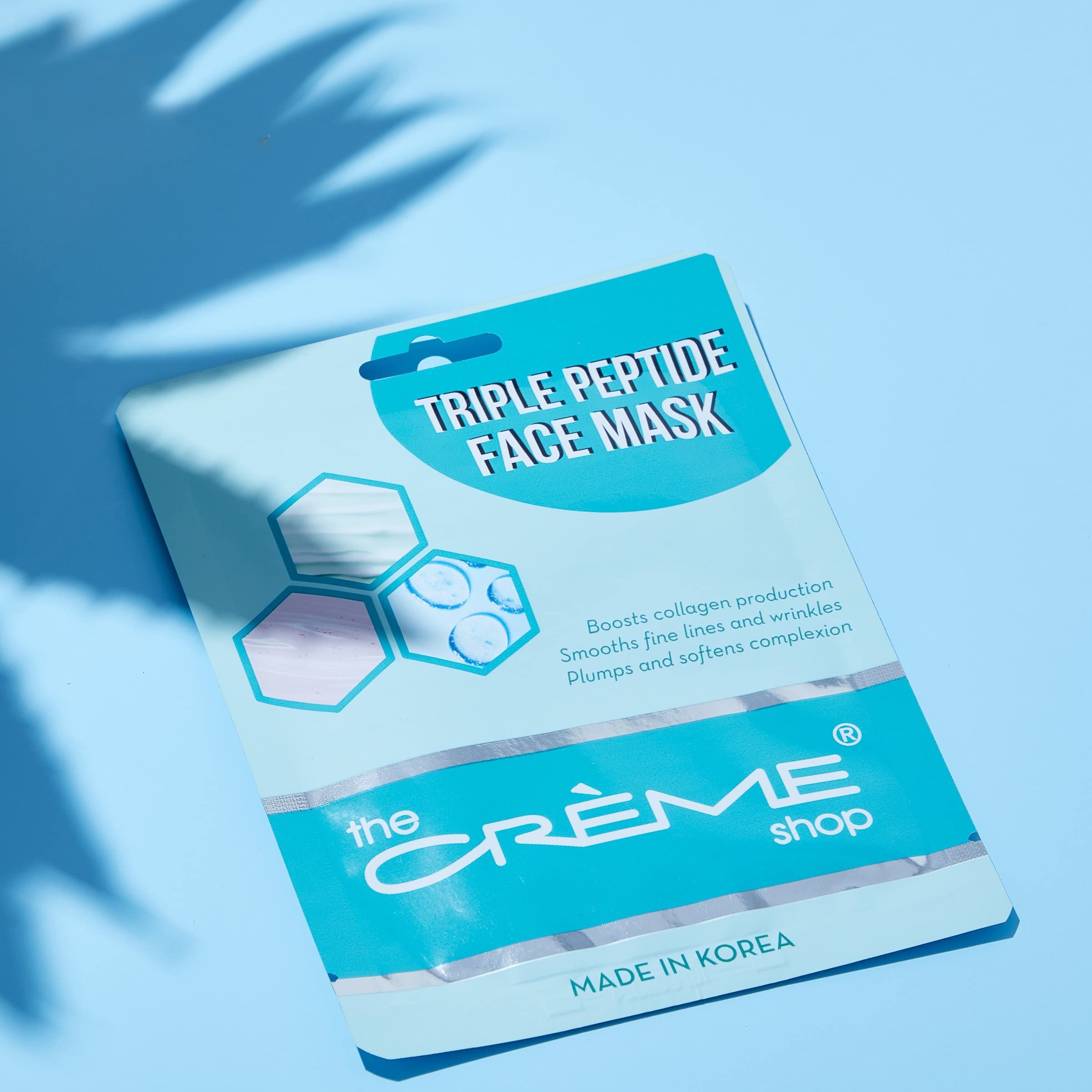 The Crème Shop Triple Peptide Anti-Aging Collagen Face Mask - Korean Essence Sheet Mask for Hydration & Skin Plumping with Amino Acids (5 Pack) | Perfect for Night Skincare Routine & Spa Day Self-Care