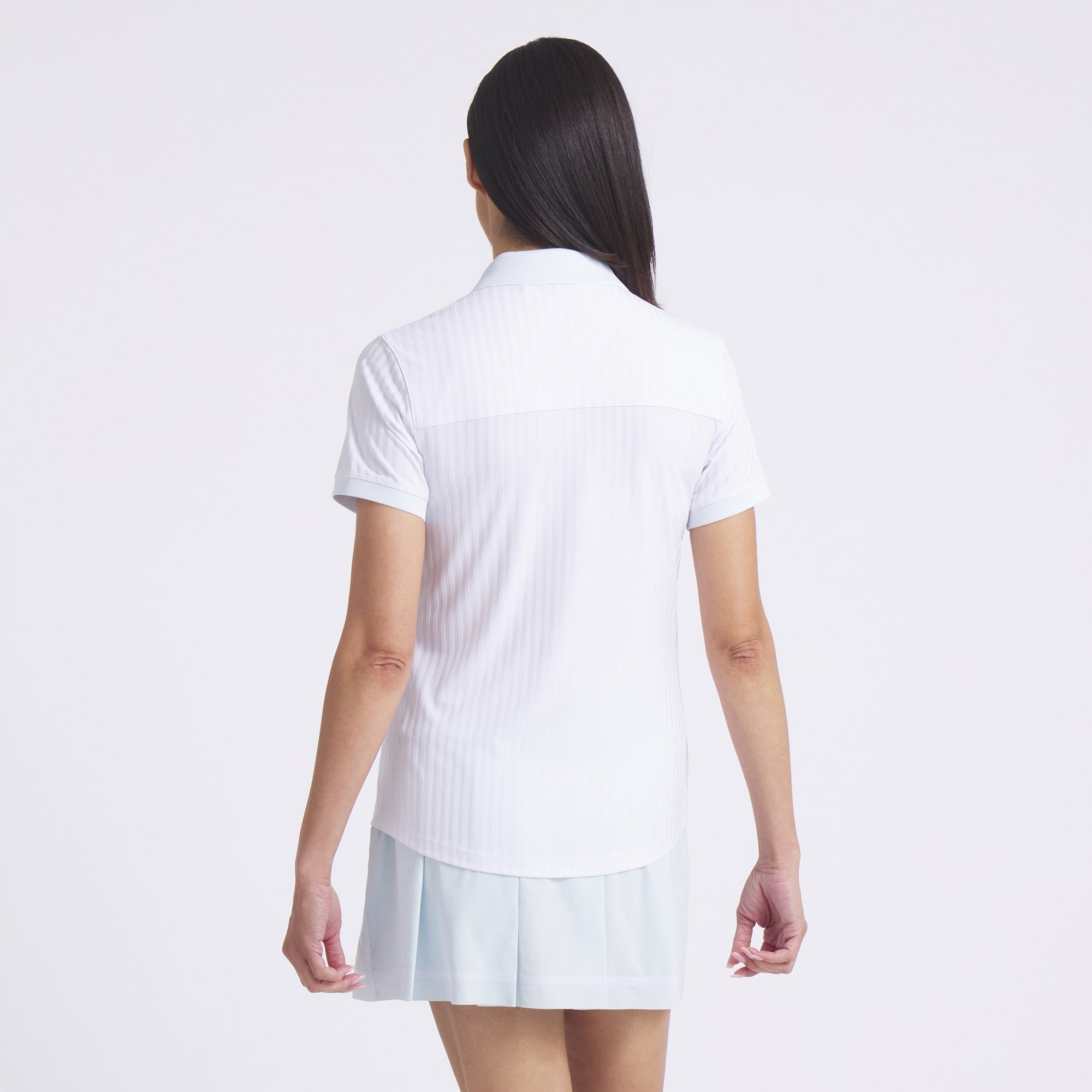 Women's MATTR Stripe Jacquard Golf Polo Shirt - Breathable Moisture-Wicking Performance Top for Golf, Tennis & Casual Wear