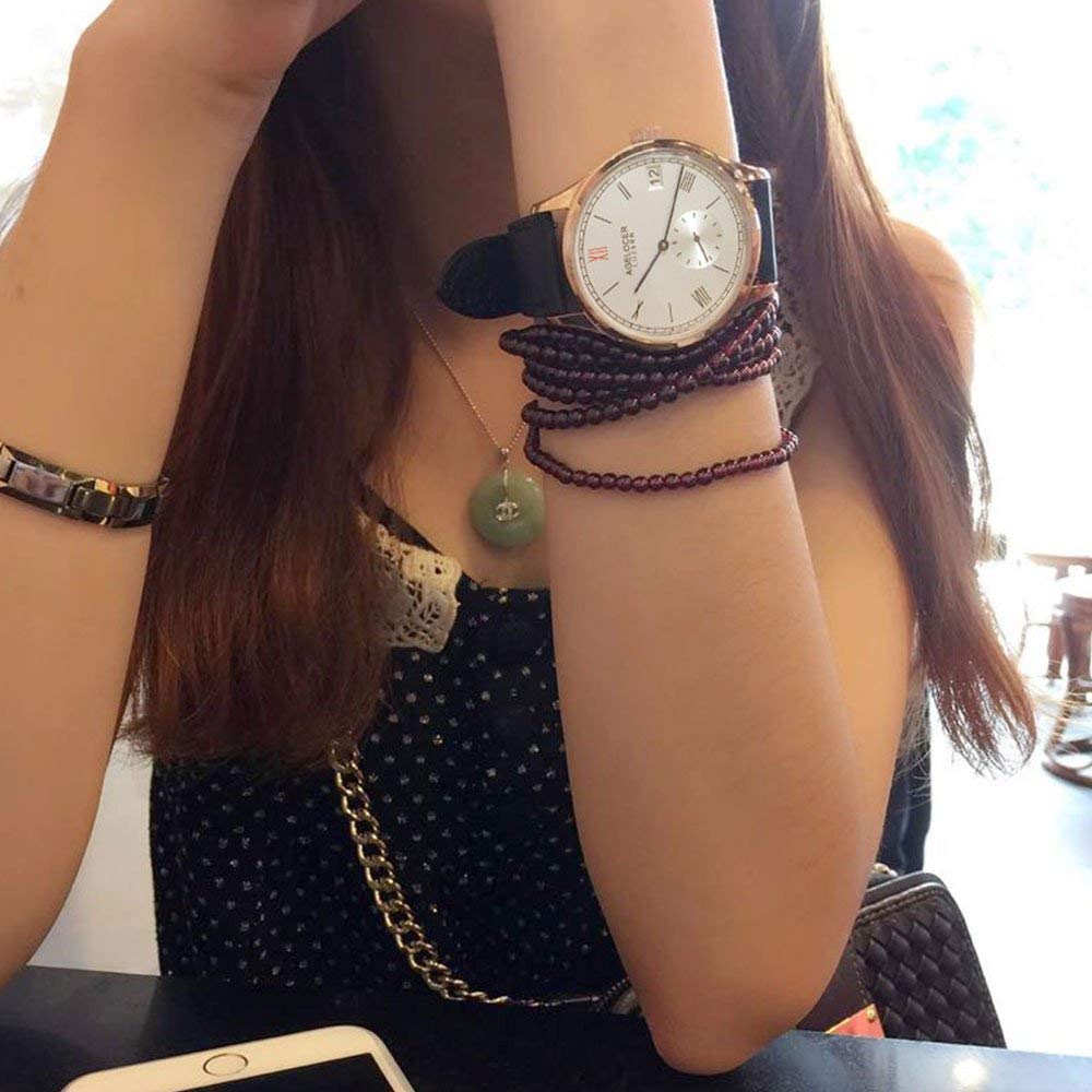 AGELOCER Ultra Thin Women's Mechanical Watch with Date Calendar - Genuine Leather Band - Elegant Ladies Wristwatch for Office, Party & Daily Wear