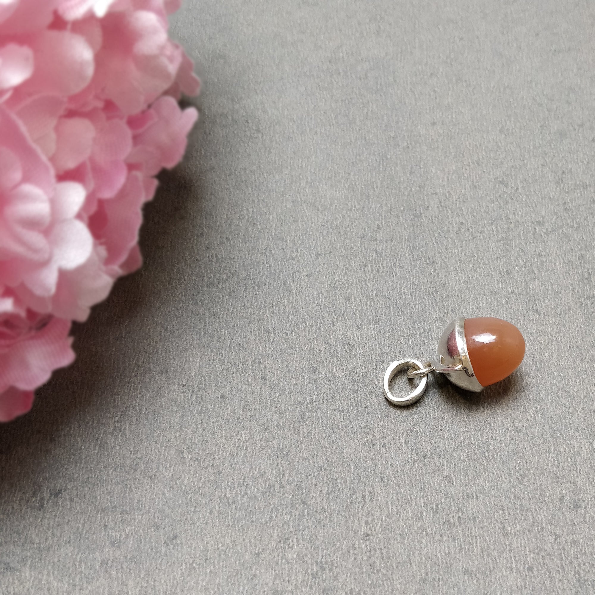 Brown Moonstone Gemstone 925 Sterling Silver Pendant Necklace - 4.00gms Approx, Fashion Bullet Pendant with Loop - Perfect Gift for Women, Birthday, Anniversary & Special Occasions