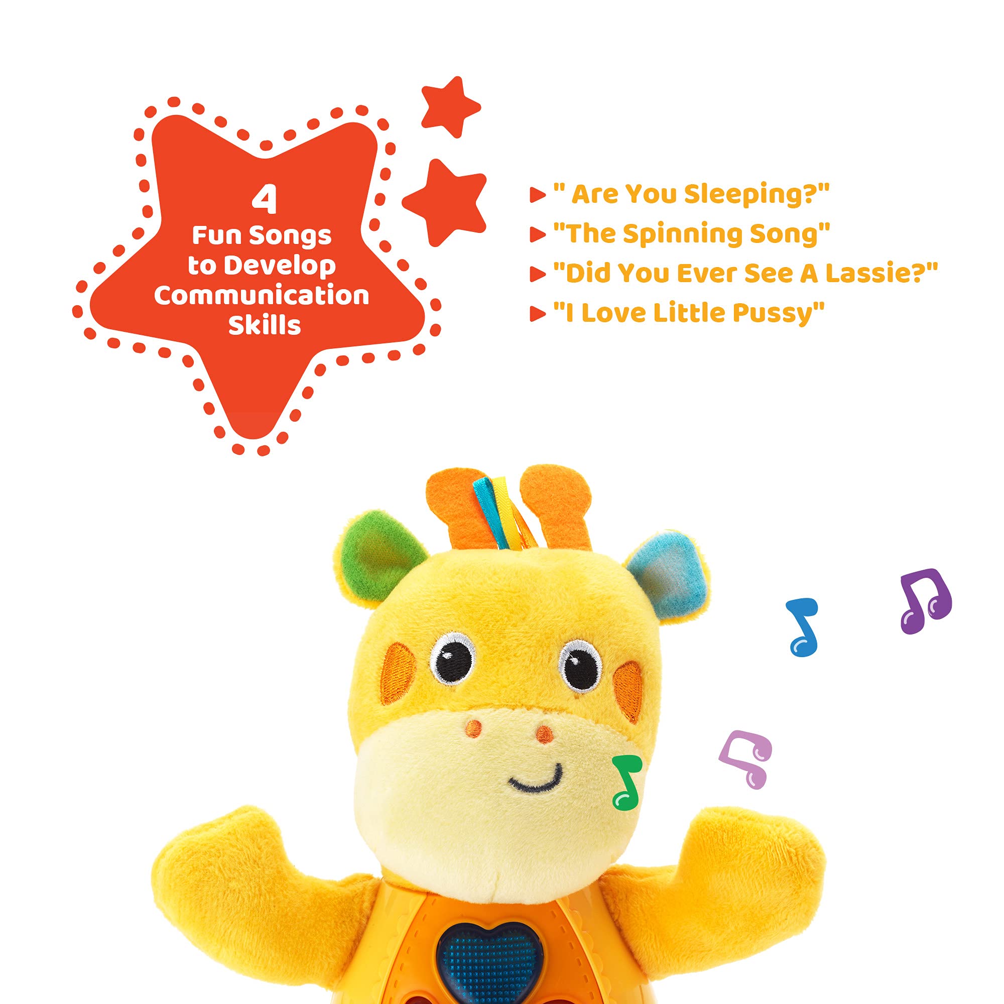 KiddoLab Sing 'N Learn with Me Plush Giraffe - Interactive Musical Stuffed Animal Toy with 3 Light-Up Buttons, 4 Nursery Rhymes & Sound Effects - Soft Educational Toy for Babies & Toddlers - Perfect for Playtime, Bedtime & Early Learning Development