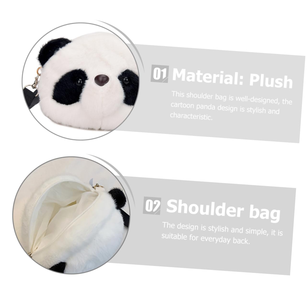 Cute Plush Panda Crossbody Bag for Girls - Soft Fluffy Shoulder Bag, Wallet & Tote - Perfect for School, Travel & Daily Use
