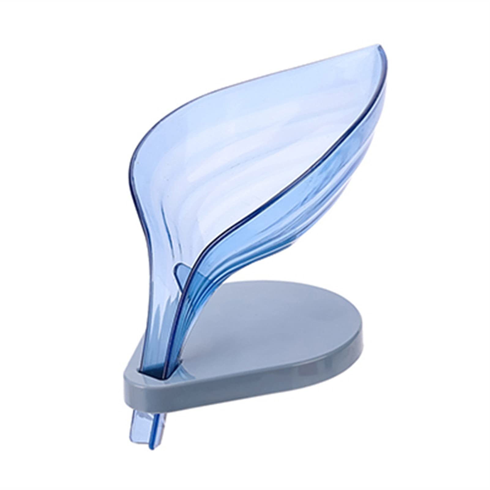 Non-Slip Leaf Shaped Soap Holder - Creative Bathroom & Kitchen Soap Dish Brush Rack - Durable Household Tray Container for Shower, Sink, and Countertop Organization (Blue)