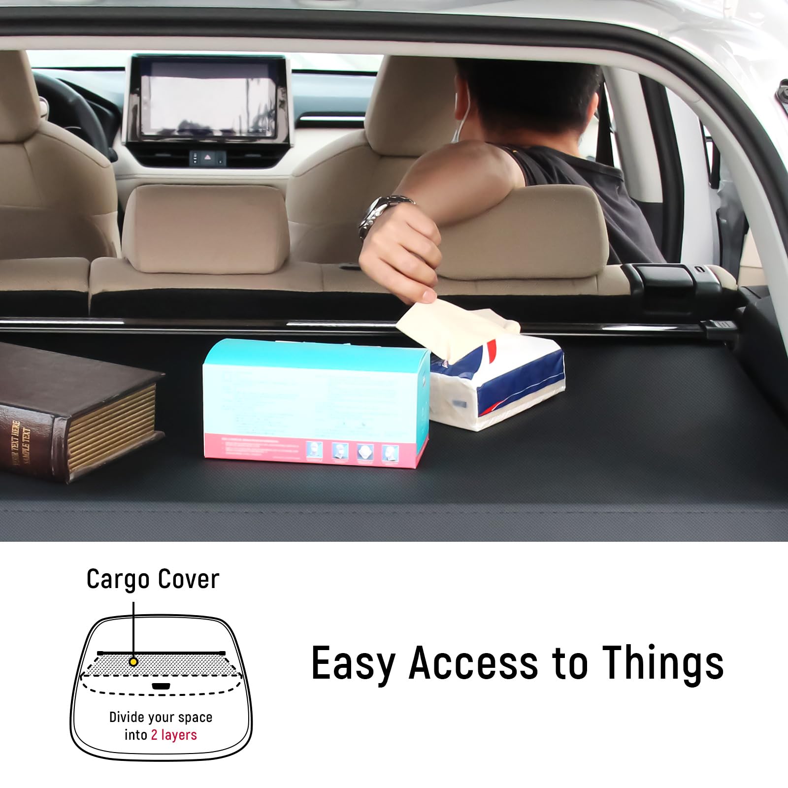 2022-2024 Toyota Corolla Cross Retractable Cargo Cover - All Weather Trunk Shade Protector, Durable Canvas Luggage Cover for UV Protection & Privacy - Perfect for Road Trips, Grocery Hauling & Outdoor Adventures