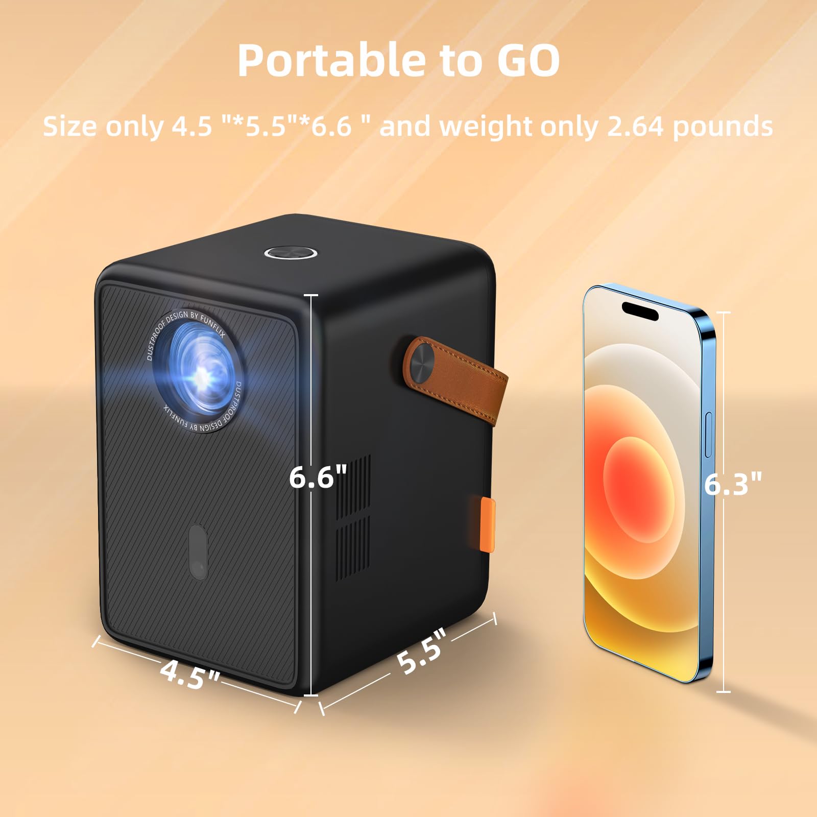 FunFlix G1 1080P Mini Projector - 5G WiFi & Bluetooth 5.2 Portable Movie Projector with 300