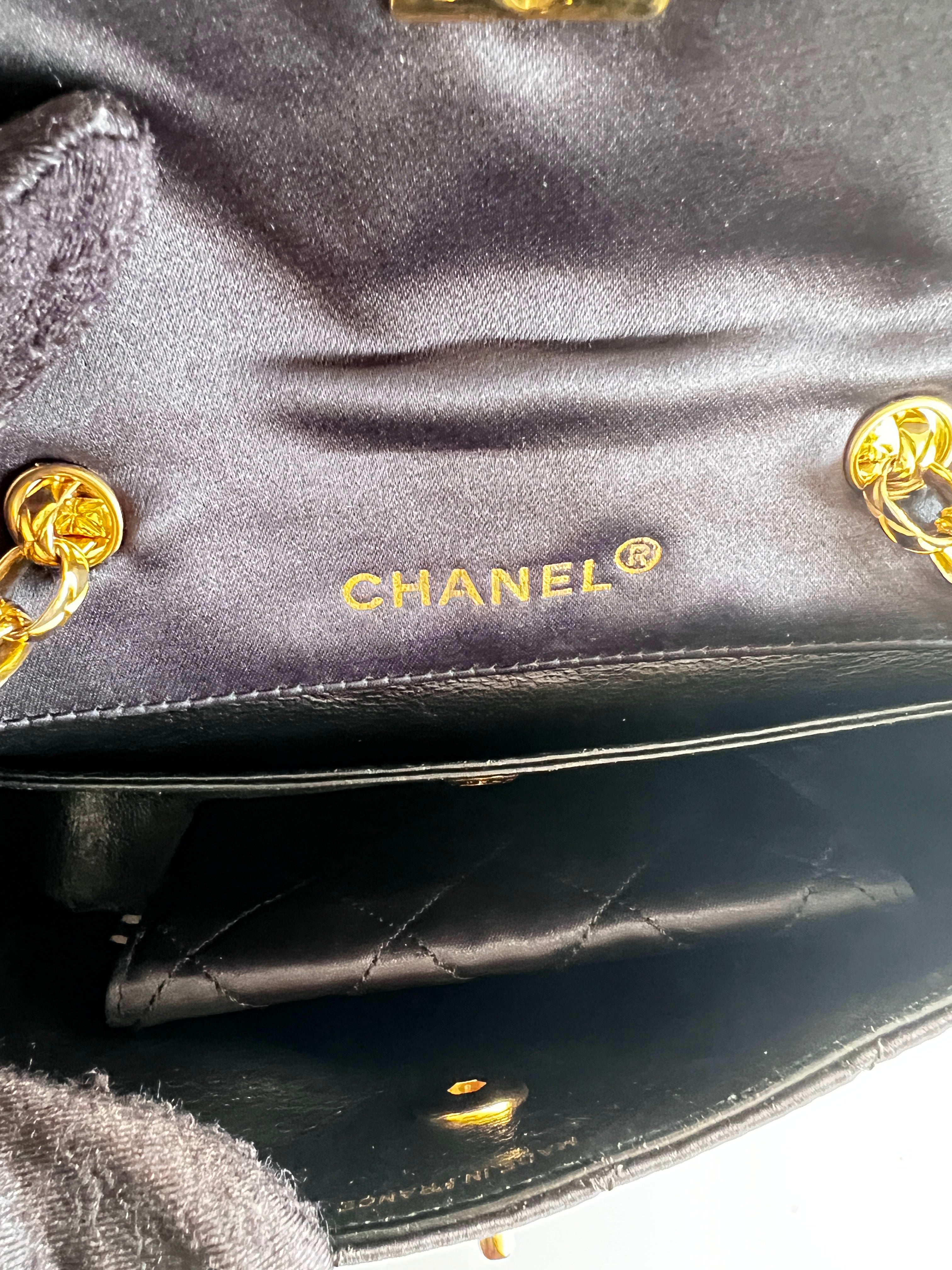 Vintage Chanel Satin & Leather Flap Bag with Card Holder - Luxury Designer Crossbody Purse for Women, Perfect for Evening Parties & Special Occasions