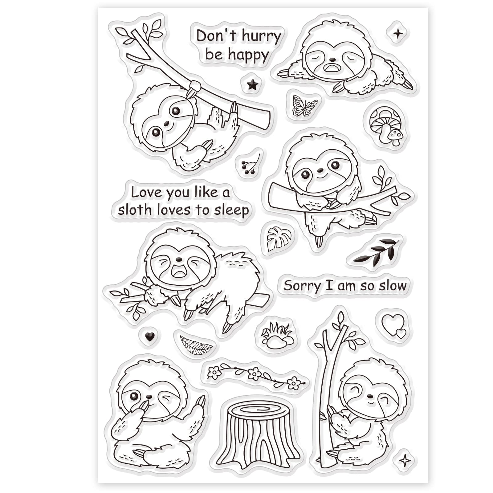GLOBLELAND Sloth Silicone Clear Stamps - Cute Animal Transparent Rubber Stamps for DIY Scrapbooking, Card Making, Photo Albums & Paper Crafts - Perfect for Birthday Cards, Valentine's Day Decorations & Handmade Gifts