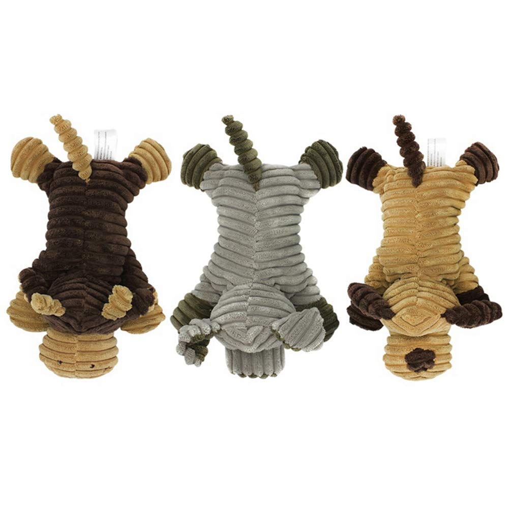 Patgoal Plush Squeaky Dog Toys for Small & Medium Dogs - 3 Pack Elephant Chew Toys for Puppies, Durable Interactive Pet Play with Squeaker - Perfect for Indoor Play, Training Rewards & Teething Relief
