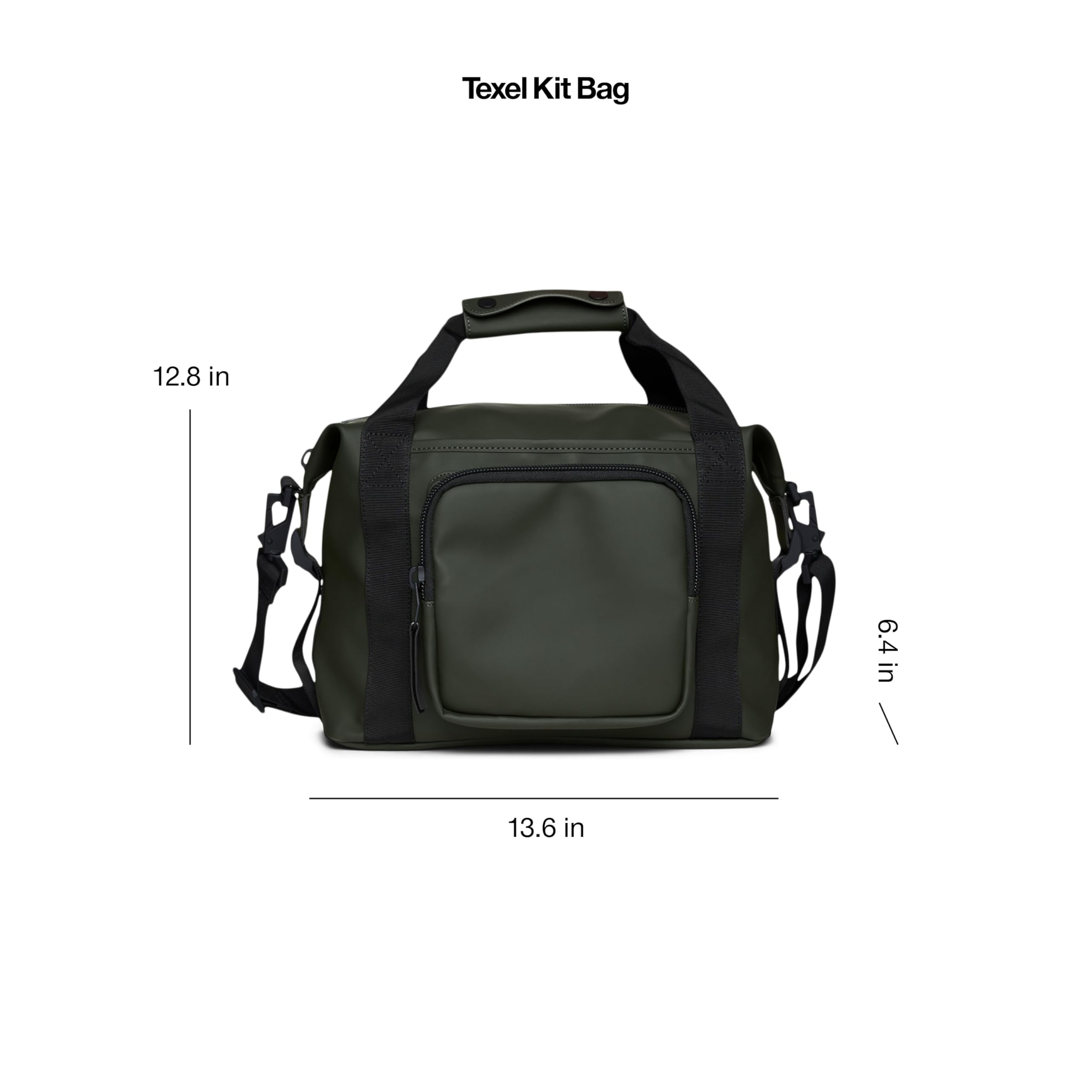 RAINS Texel Kit Bag - Waterproof Shoulder & Crossbody Bag for School, Work & Travel, Multiple Storage Pockets, Fits Telescopic Handle Suitcases (Green) - Perfect for Commuting, Business Trips & Outdoor Adventures