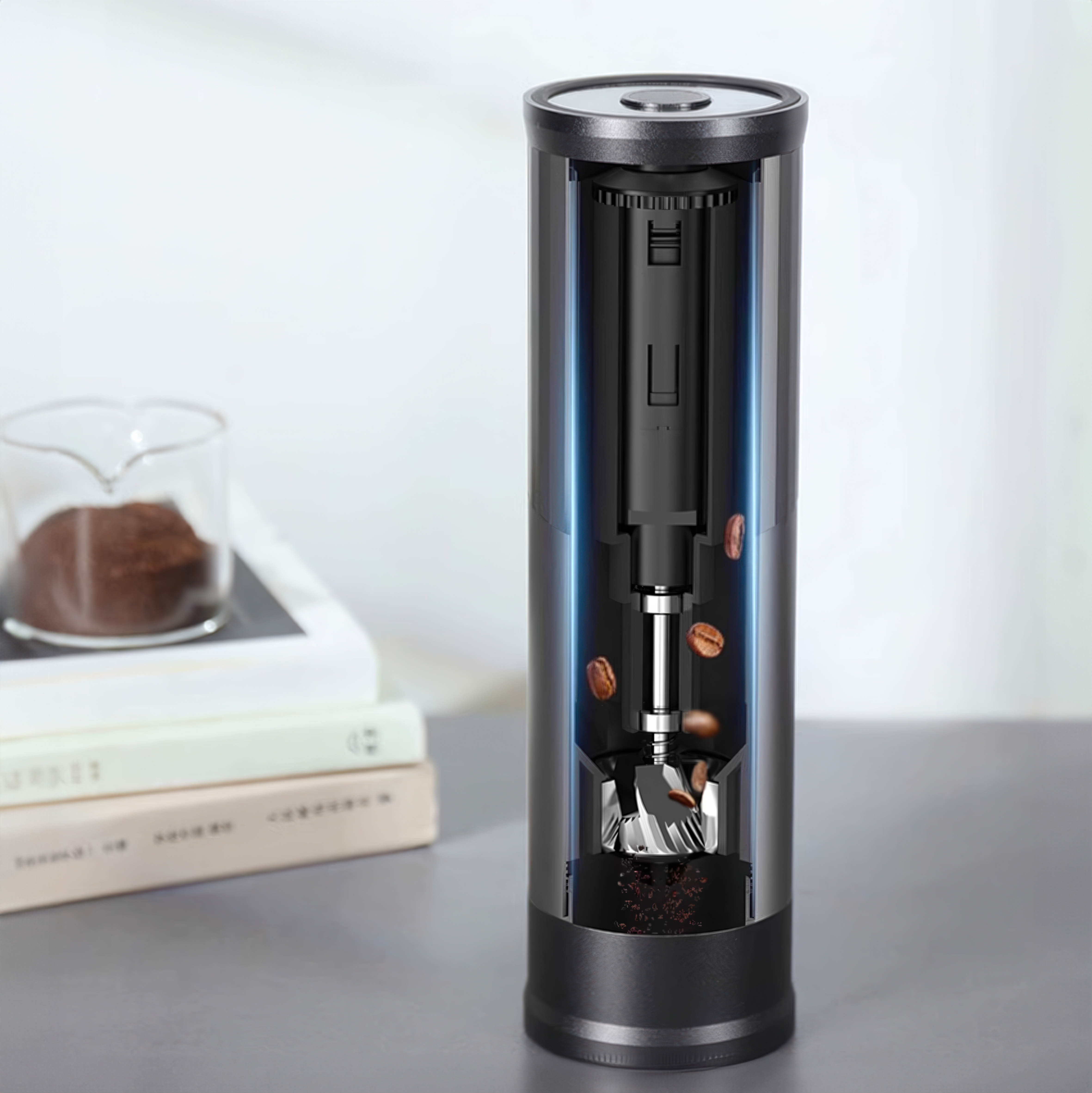 Premium Portable Coffee Grinder for Espresso, French Press & Pour Over - Electric Burr Mill with Adjustable Settings for Home, Office & Travel Use
